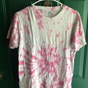 Pink and white tie dye t - shirt. Handmade